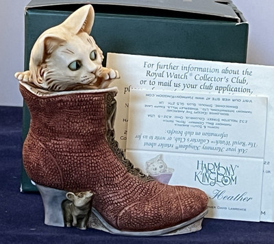 Harmony Kingdom~ WHITE HEATHER~ Cat in Boot ~ UK Made~#21~L.Ed~Signed 3X~Doodled