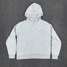 Nike Women's Sportswear Hoodie Funnel-Neck Loose Gray Sweatshirt Top Size Large