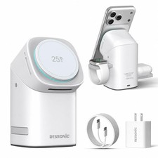 25W 3 in 1 Wireless Charging Station for Apple Samsung, Desk Night Stand