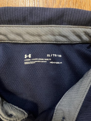 Under Armour Tech Polo Mens XL Midnight Navy Blue Grey Trim Loose Fit 1290140 - Picture 4 of 8