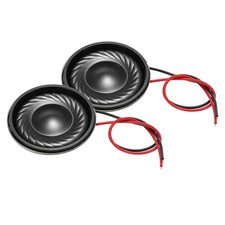 2 Pcs 2W 8 Ohm Small Speakers Metal Round Speaker with Wires, 28x5mm Black