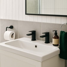 Mura Matt Black Basin Taps (Pair) Hot and Cold
