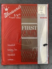 Vintage 60s Woodward  s First Quality 100 Nylon Stockings Paris Brown 10 Medium