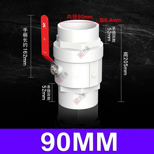 PVC Ball Valve Solvent Weld To Suit 20/25/32/40/50/63/75/90/110/125mm Water Pipe - Picture 17 of 18