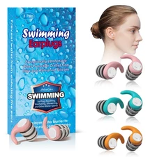 3 Pairs Adults Waterproof Silicone Reusable Swim Earplugs for Swimming
