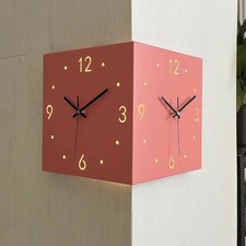 Double-Sided Corner Wall Clock Silent Quartz ...