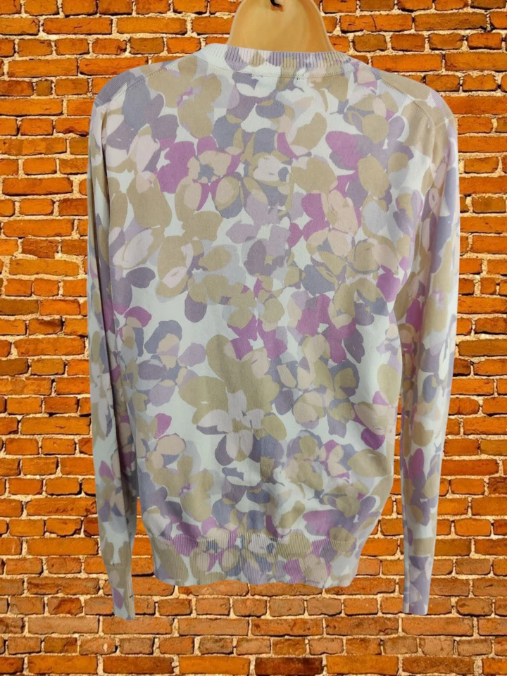 CÁRDIGAN TOMMY HILFIGER MEDIANO PÚRPURA BEIGE FLORAL PUNTO SUAVE DITSY MUJER Foto 4 de 4