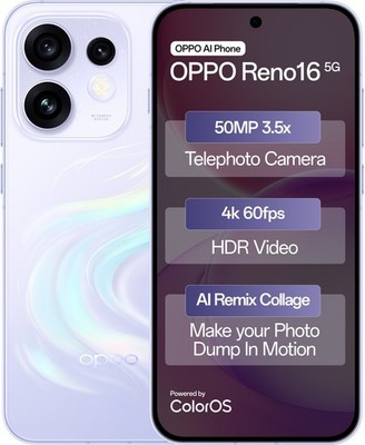 OPPO Reno16 5G | 256GB | 12GB RAM | Purple | Global Version Unlocked Dual Sim