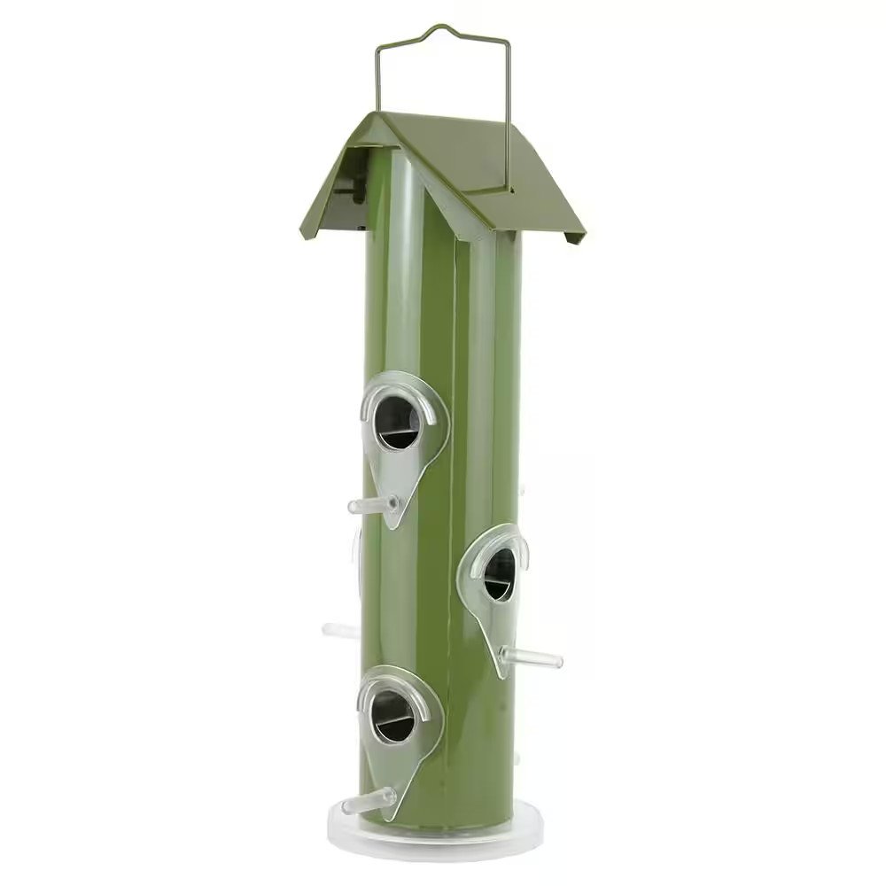Green Metal Tube 1 Lb Seed Capacity 6 Port Hanging