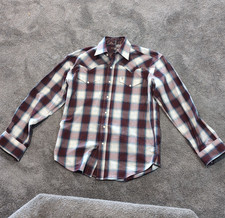 Stetson men's western plaid long sleeve button-up shirt cotton size M