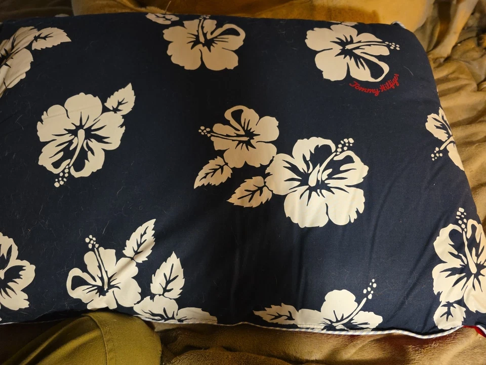 Tommy Hilfiger Almohada Cama Vintage/Logo - Almohada Decorativa Azul Marino Hibisco con Etiquetas Foto 2 de 4