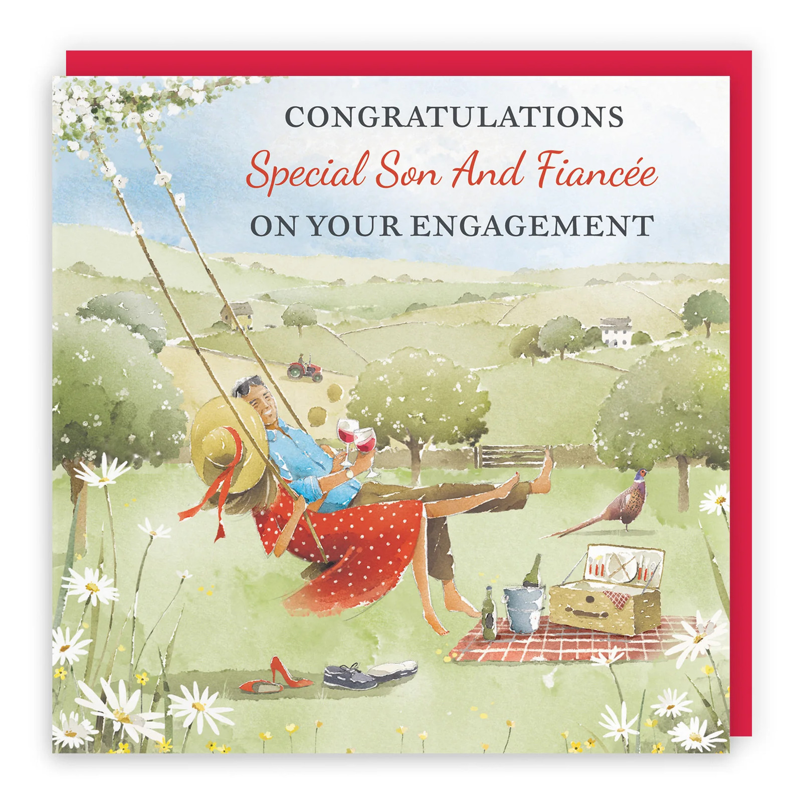 Son And Fiancée Engagement Card Meadow Picnic Milo's Gallery