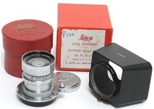 Leitz 2/5cm Summar Rigid in chrome boxed RARE Leica lens with Sunshade