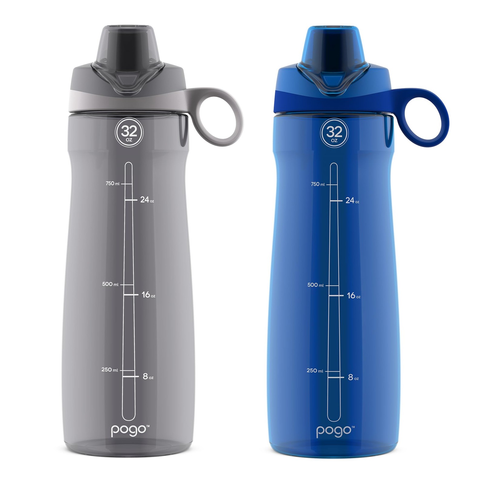 Pogo 32oz Chug Lid Tritan Water Bottle (Grey/Blue 2-pack)