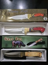 Chipaway Cutlery Gray Fox And Hunting Knife Fixed Blade Pair