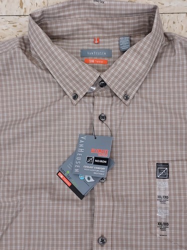 Van Heusen Traveler Kha Aluminium Kariertes Kurzarmhemd mit Knopfleiste Herren XXL - Bild 8 von 16