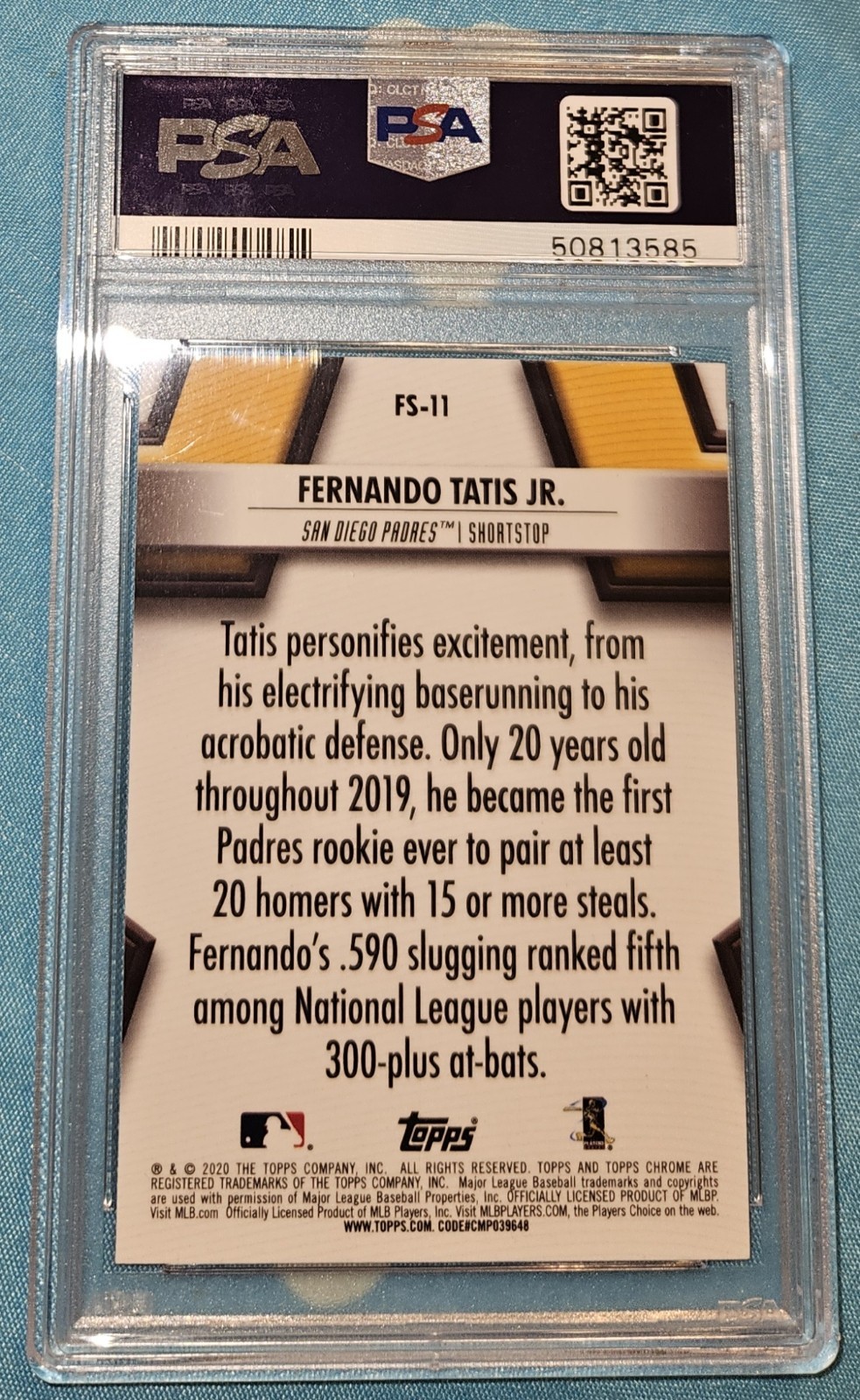 2020 Topps Chrome ~  Fernando Tatis Jr. ~ Future Stars ~ PSA 10 GEM MINT view 2