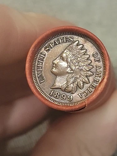 Stunning Au+1899 Indian Head &1890 Liberty Dime Ends Of Lincoln Wheat Penny Roll