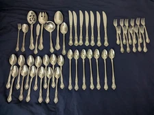 46 Pc PRECIOUS ROSE Stainless FLATWARE & SERVING Rogers Co Korea