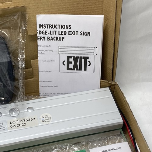 Nicor LED Edge-Lit Exit Sign Green Clear Single Face EXL2-10-UNV-AL-CL-G-1 - Picture 8 of 9