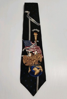 RARE New Millenium Y2k Mens Necktie Tie USA Themed 100% Silk Made In USA
