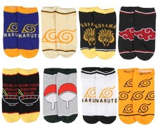 Naruto Shippuden Men's Hidden Leaf Kanoha Anime Mix and Match Ankle Socks 8 Pair