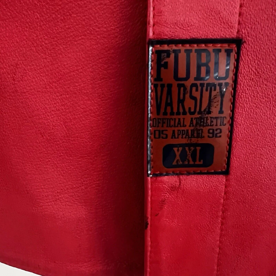 Vintage Extremely RARE FUBU Red Leather Series Collection Jersey Rap Hip Hop - Image 4 of 4