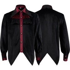 Mens Victorian Shirt with Ruffle Collar Medieval Shirt Pirate Vampire Shirt
