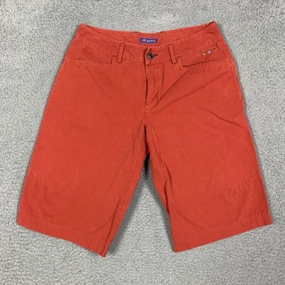 Ibex Bermuda Shorts Women's 6 Orange Skal Organic Cotton Mid Rise Hiking Casual