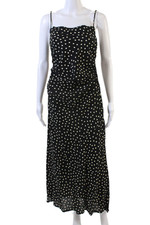 Faithfull The Brand Womens Polka Dot Print Sleeveless Cinched Dress Black Size 6
