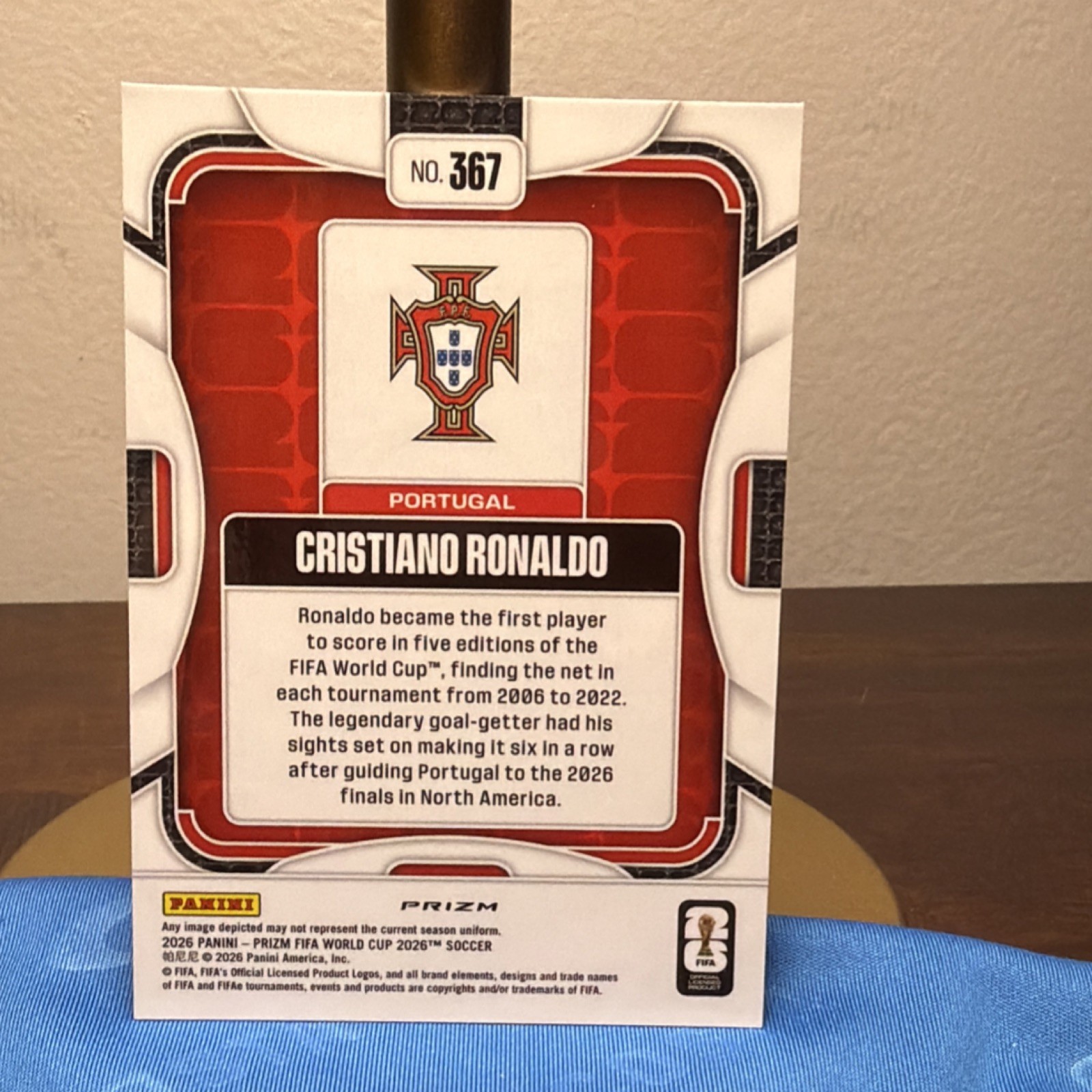 Panini 2026 Prizm FIFA World Cup Cristiano Ronaldo Portugal Prizm Refractor #367 view 2