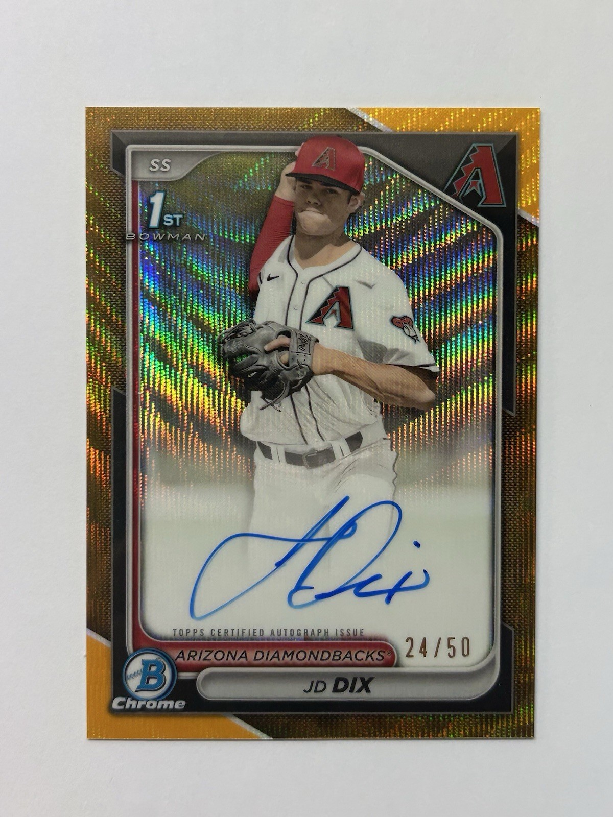 2024 Bowman Draft Chrome Prospect Auto Gold Shimmer Refractor /50 JD Dix CPA-JD
