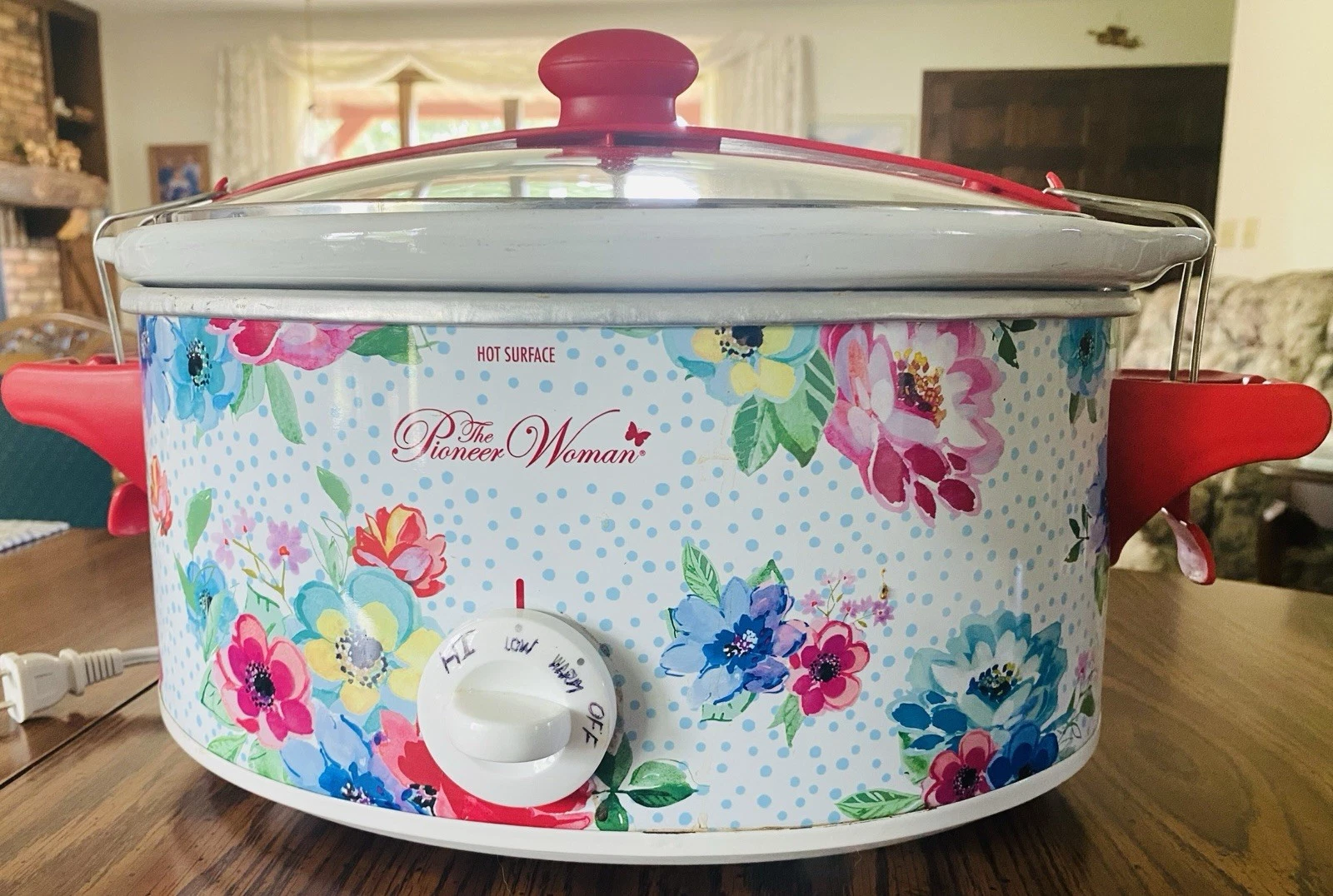 Pioneer Woman Rare Melody Pattern 6 Quarts Crock Pot Slow Cooker W/ Locking Lid