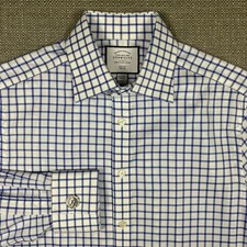 Charles Tyrwhitt Men's Shirt 15 1/2 15.5 34 Long Sleeve Blue White French Cuff