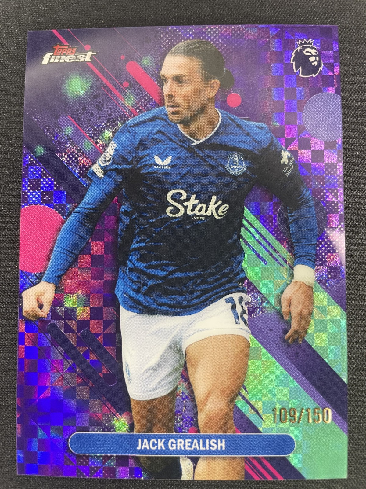 2025-26 Topps Finest Jack Grealish Purple X-Fractor /150 Everton #38