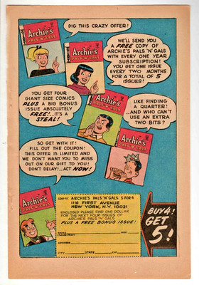 Archie Pals 'N' Gals Giant Size Offer Comic Book Promotional Advertisement Ad