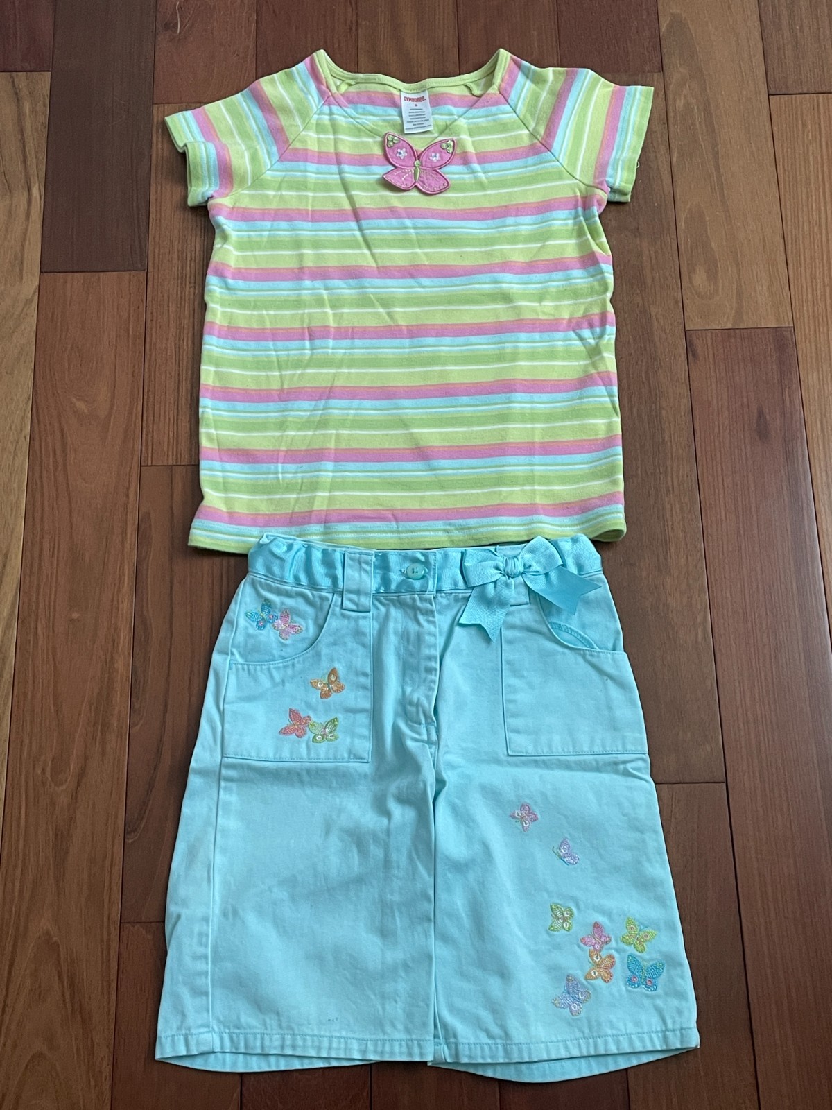 Gymboree Palm Springs butterfly top / clam diggers shorts size 7/8