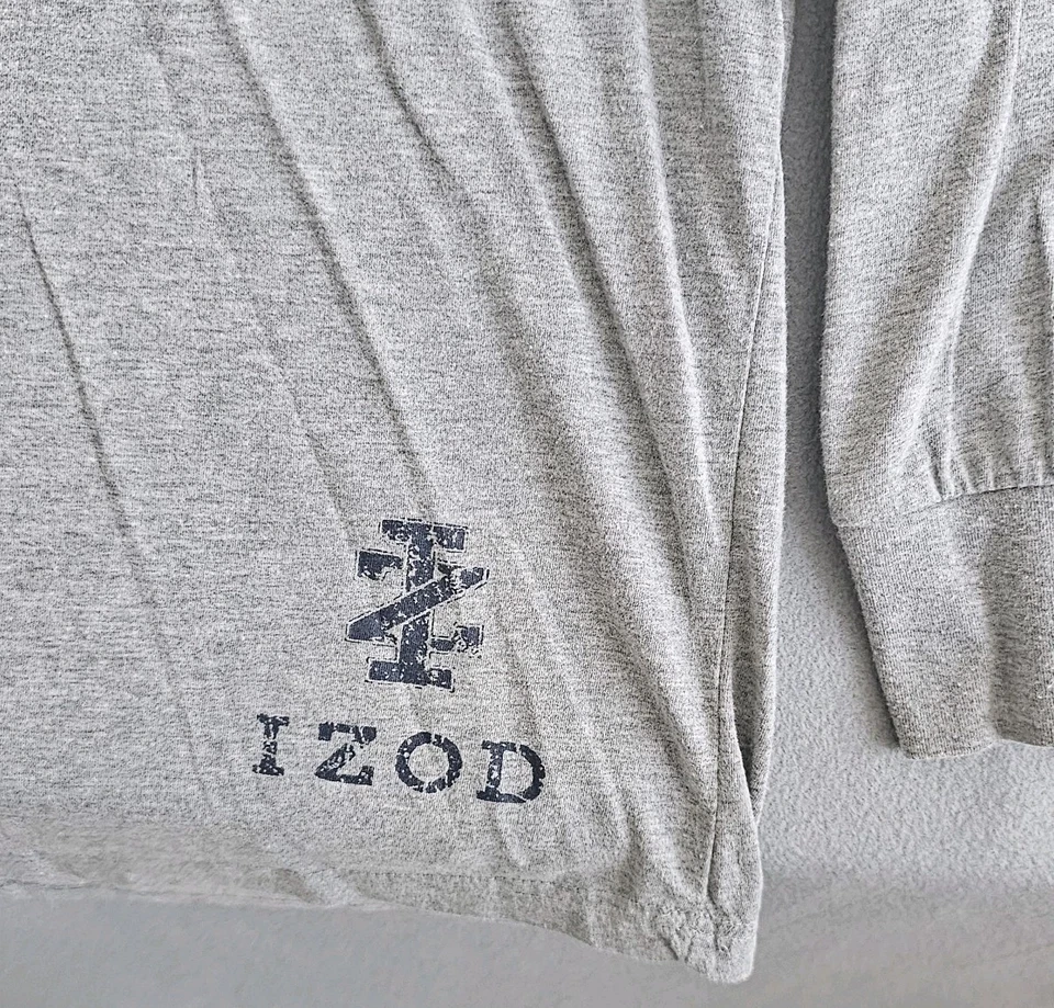 Camisa de noche de manga larga para hombre LG IZOD Sleep Wear. Gris Foto 4 de 4