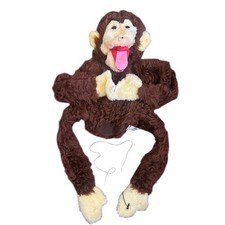 Vintage Puppet Hanging Monkey Plush Brown Fuzzy Long Animal Toy USA NY 26"