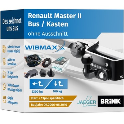 ANHÄNGERKUPPLUNG für Renault Master II 06-10 starr BRINK +13pol E-Satz JAEGER