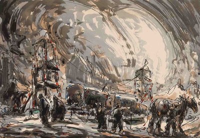 Alfred Ost : After the Funfair : Carnival Scene  Archival Quality Art Print 1924