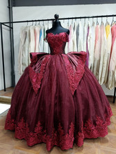Burgundy Quinceanera Dresses Sweet 16 Mexican Pageant Party Glitter Ball Gown