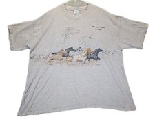 VTG 1994 Niagra Falls Canada Sansegal Tshirt Mens 2XL Gray Wild Mustang Horses