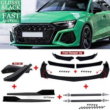 Frontrear Bumper Lip Splitterside Skirtsstrut Rods Glossy Black For Audi Rs3