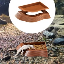 Reptile Bathing Pool Reptile Water Bowl Terrarium Decor with Ramp Tortoise Food
