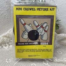 NIP 1975 Vogart Crewel Embroidery Kit 1028A Bowling Pins & Ball including Hoop