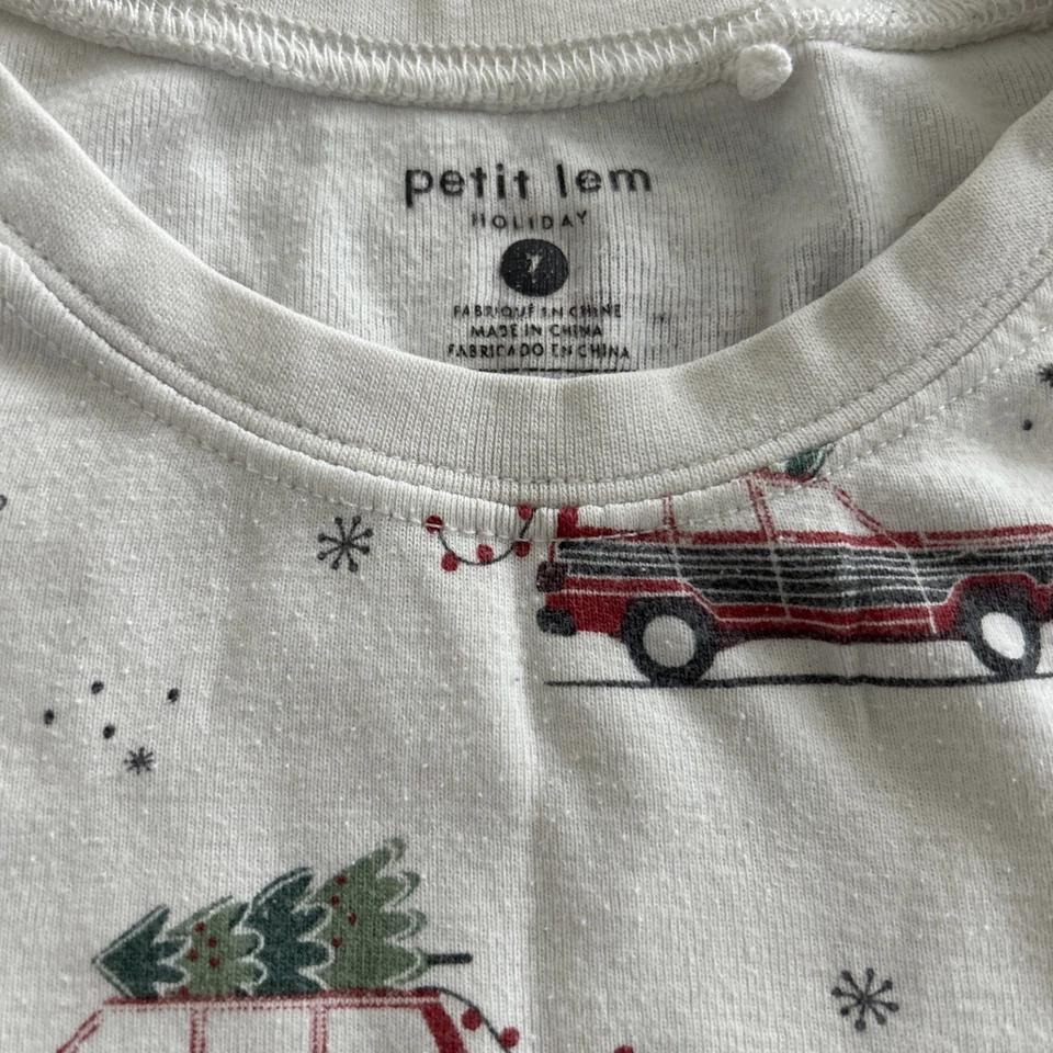 Petit Lem Kids Holiday Organic Cotton Fitted Pajama Set Size 7 - Image 2 of 2