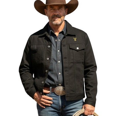 Men's Rip Wheeler Cole Hauser Trucker Black Denim Jacket - Jeans Jacket