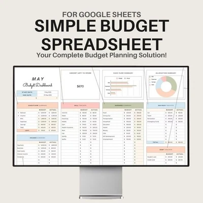 Monthly Budget Spreadsheet Google Sheets Expense Tracker Digital Planner 2026✅ - Image 1 of 3