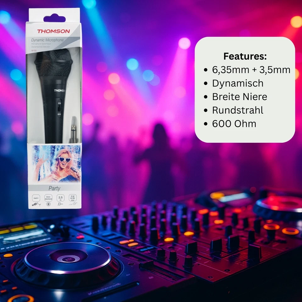Thomson Dynamisches Mikrofon Handmikrofon 2,5m Kabel Mikro 3,5mm 6,35mm Party DJ - Bild 4 von 4